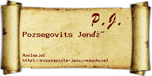Pozsegovits Jenő névjegykártya